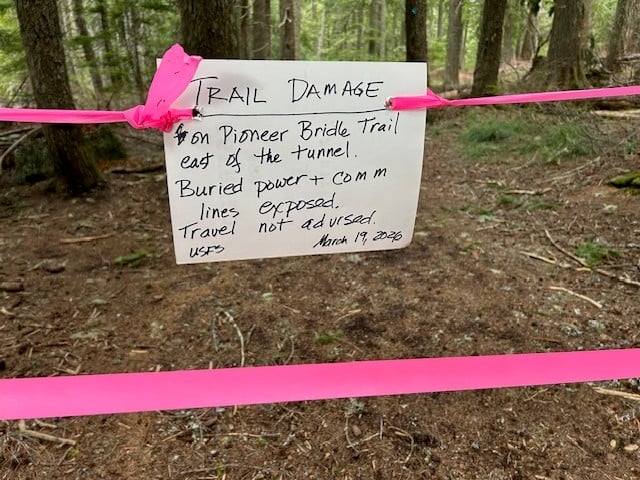 Caution sign at Glacier View TH